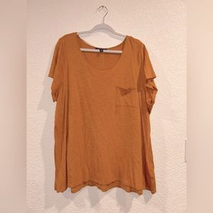 Plus size flowy mustard orange shirt with pocket